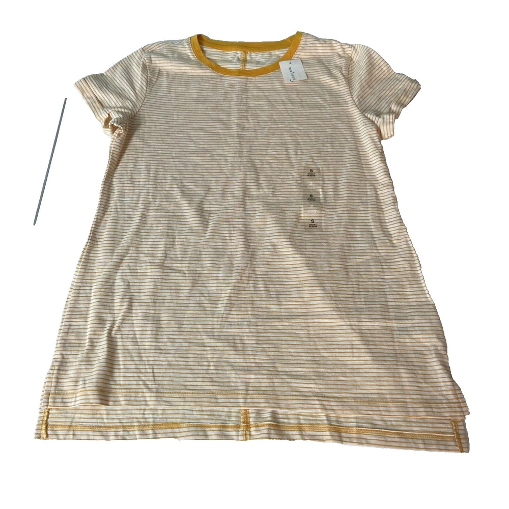 Maison Essential SS T Shirt Womens Small Orange Striped Gold 100059659MS